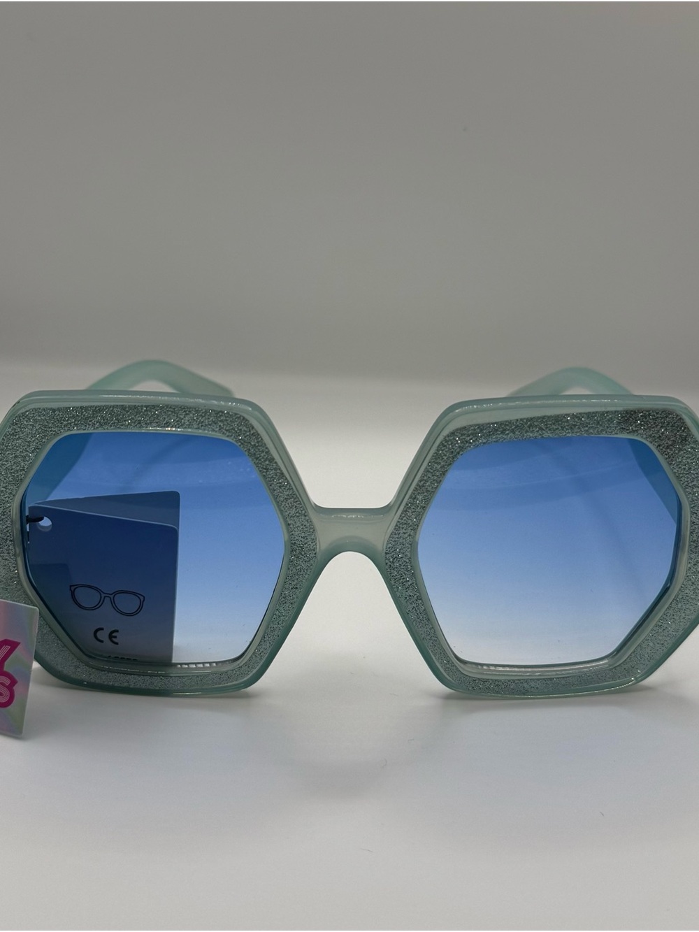 Mint Green Glitter Oversized Geometric Sunglasses NWT
